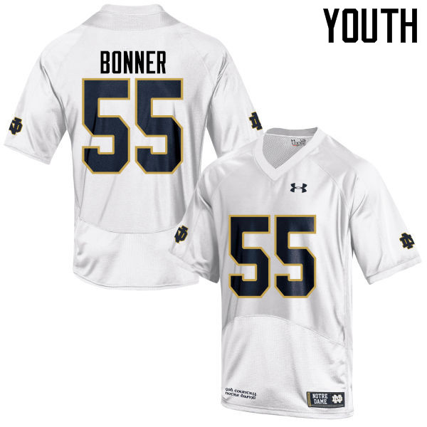 Youth NCAA Notre Dame Fighting Irish #55 Jonathan Bonner Stitched College Under Armour Authentic White Football Jersey FQ10E51UT